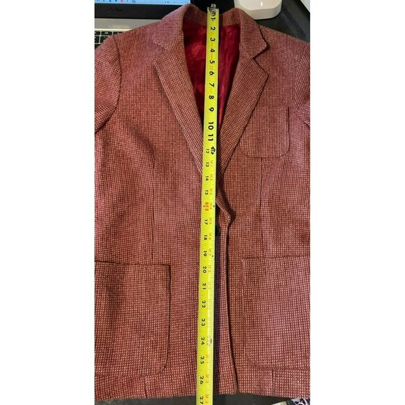 Vintage 80s 90s Red Tweed Wool Blend Single Button Blazer Jacket - Picture 7 of 9